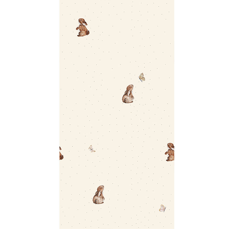 Papel pintado de conejos con pequeñas frambuesas en rollo 1 Papel pintado conejitos y maripositas royalrabbit