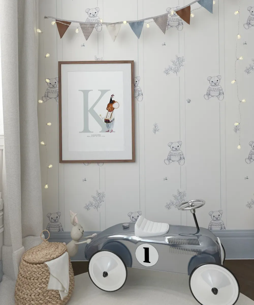 Papel pintado de ositos y rayas