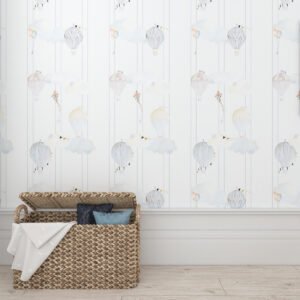 Papel pintado de globos y rayas