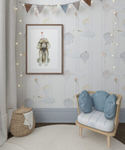 Papel pintado de globos y rayas