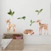 Pegatinas de Cervatillos en la hierba Pegatina de pared para niña Motivo de Cervatillos | decoración para la habitación de una niña
