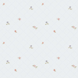 Papel pintado con rosas de té, flores y cuadros en diagonal