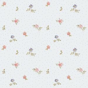 Papel tapiz con florecitas y puntos color té