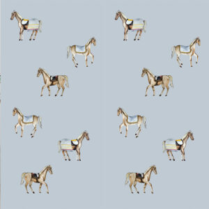 Papel pintado de caballos azul claro | Papel pintado para niño Motivo Caballos | decoración de habitación para niño