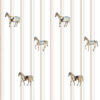 Papel pintado de caballos blanco y rayas | Papel pintado para niño Motivo Caballos | decoración para habitación de niño