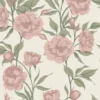 Papel tapiz rústico a medida para habitación de niña con peonías y fondo beige