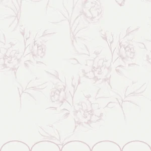 Papel pintado y fotomural de peonías lineales rosa y beige