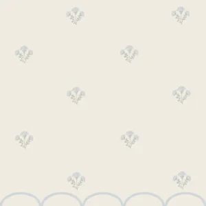 Papel pintado a medida para niña con florecitas azules claras y volante