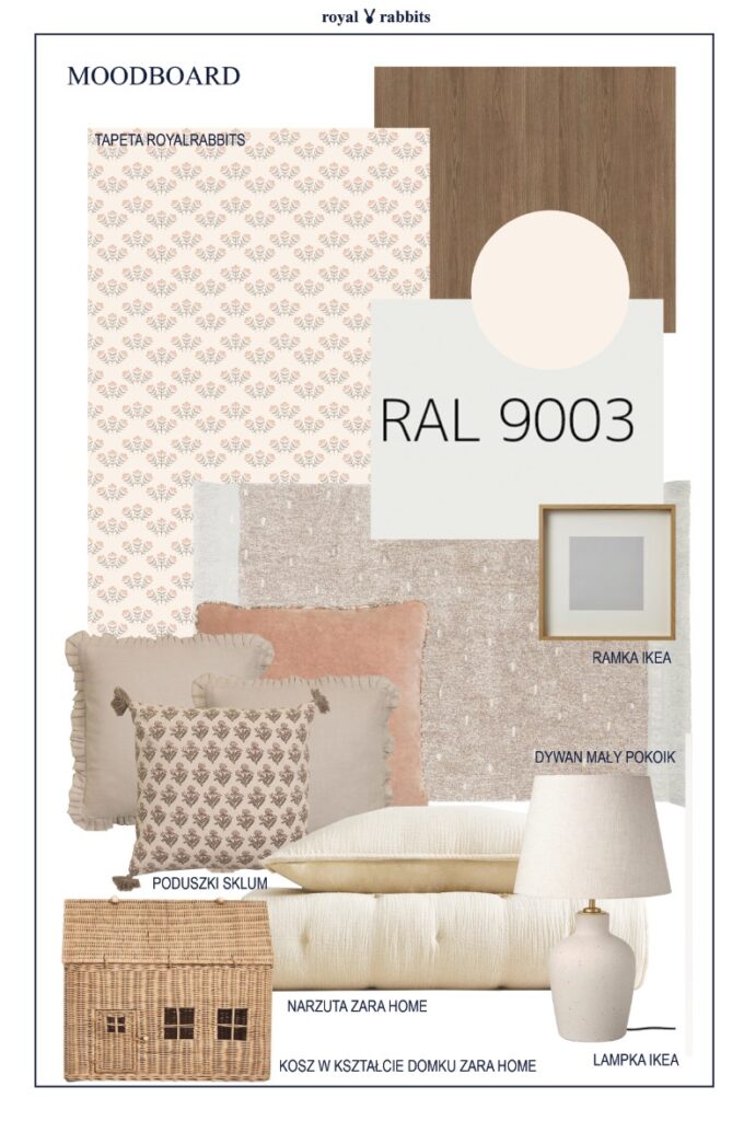 dobor materialow do projektu pokoiku dzieciecego