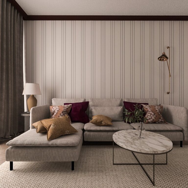 Tapeta beżowa w czarne paski