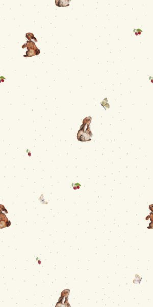 Papel pintado de conejitos y frambuesitas - en rollo