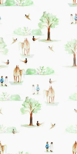 Papel pintado de caballos en el bosque - en rollo