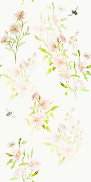 Papel pintado de acuarela flores del bosque - en rollo