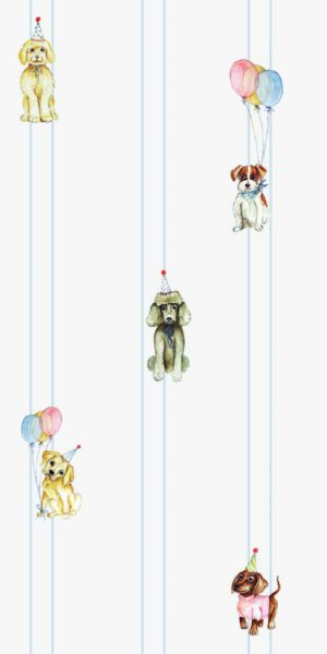 Papel pintado de perros con gorritos - en rollo