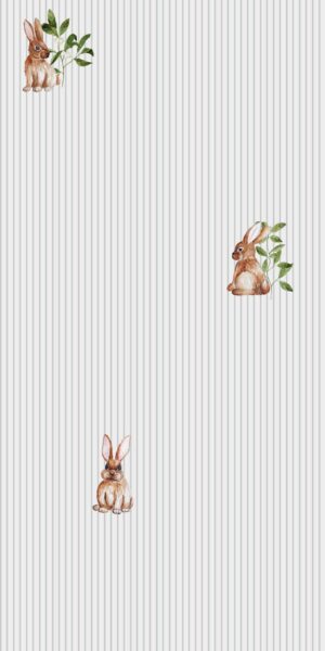Papel pintado de conejitos y rayas - en rollo