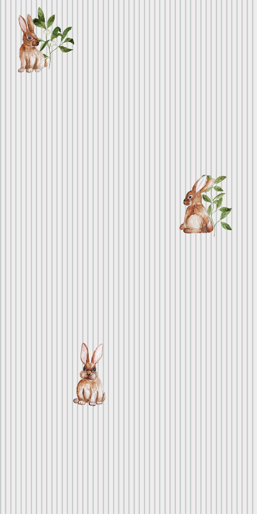 Papel pintado de conejitos y rayas - en rollo 1 Papel pintado de conejitos y rayas - en rollo