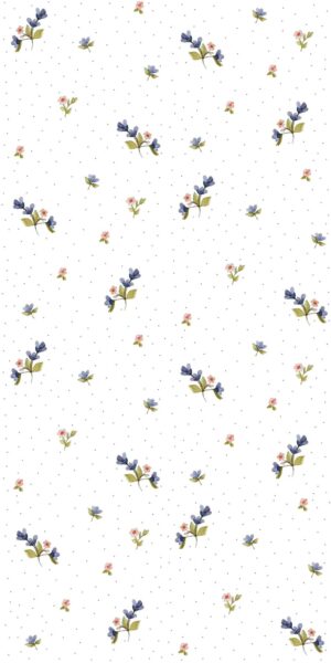 Papel pintado de pequeñas florecitas azules - en rollo