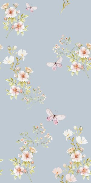 Papel pintado flores celestes - en rollo