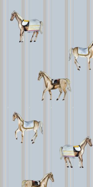 Papel pintado caballos rayas azules - en rollo