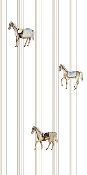 Mural de caballos a rayas blancas - en rollo