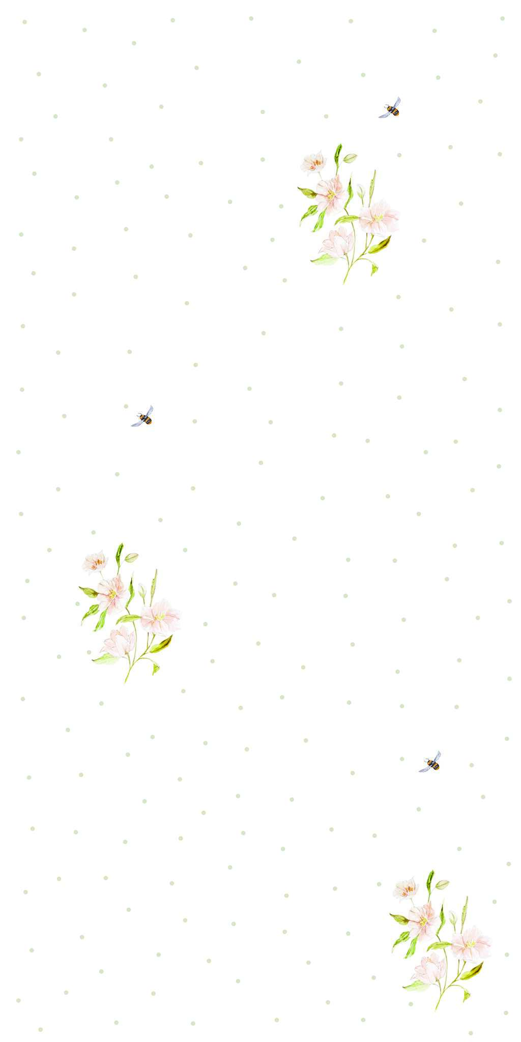 Papel pintado de flores y abejas - en rollo 1 Papel pintado de flores y abejas - en rollo