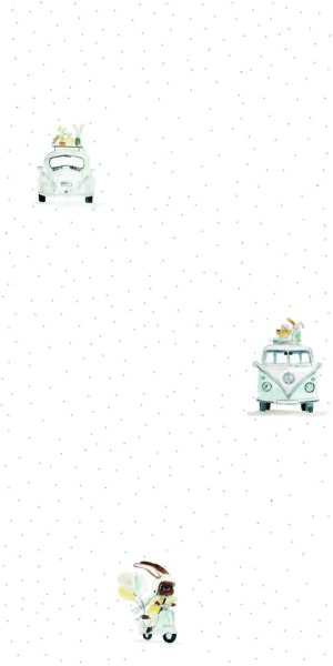 Papel pintado de vehículos – Escarabajo, Furgoneta, Vespa - en rollo