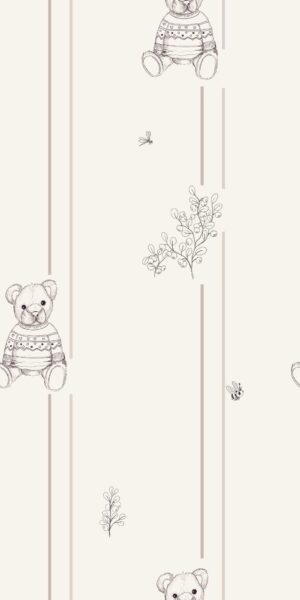 Papel pintado con osito beige a rayas - en rollo