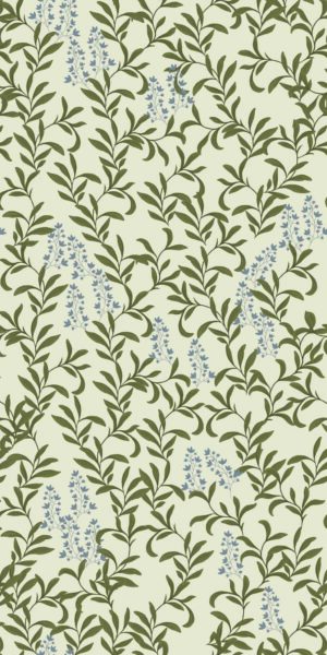 Papel pintado de hojas beige, verde, celeste - en rollo