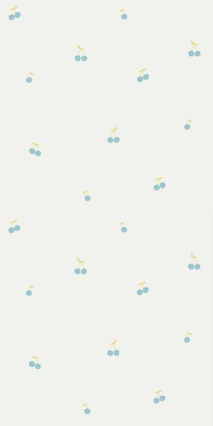 Papel pintado con cerezas celestes - en rollo